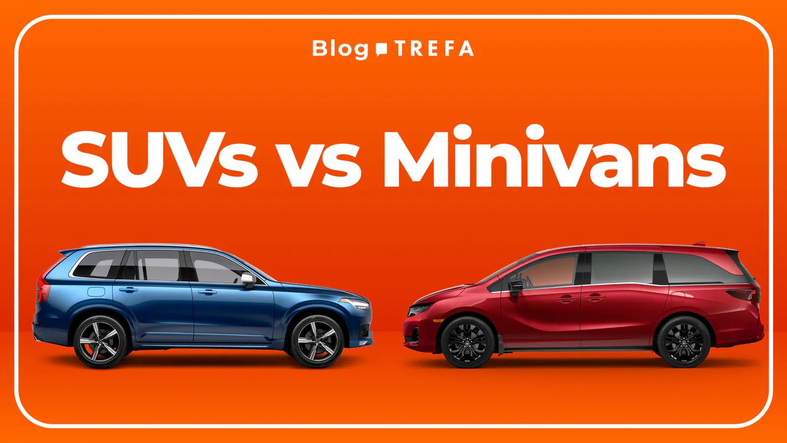 Minivan y SUV estacionadas juntas para comparativa familiar