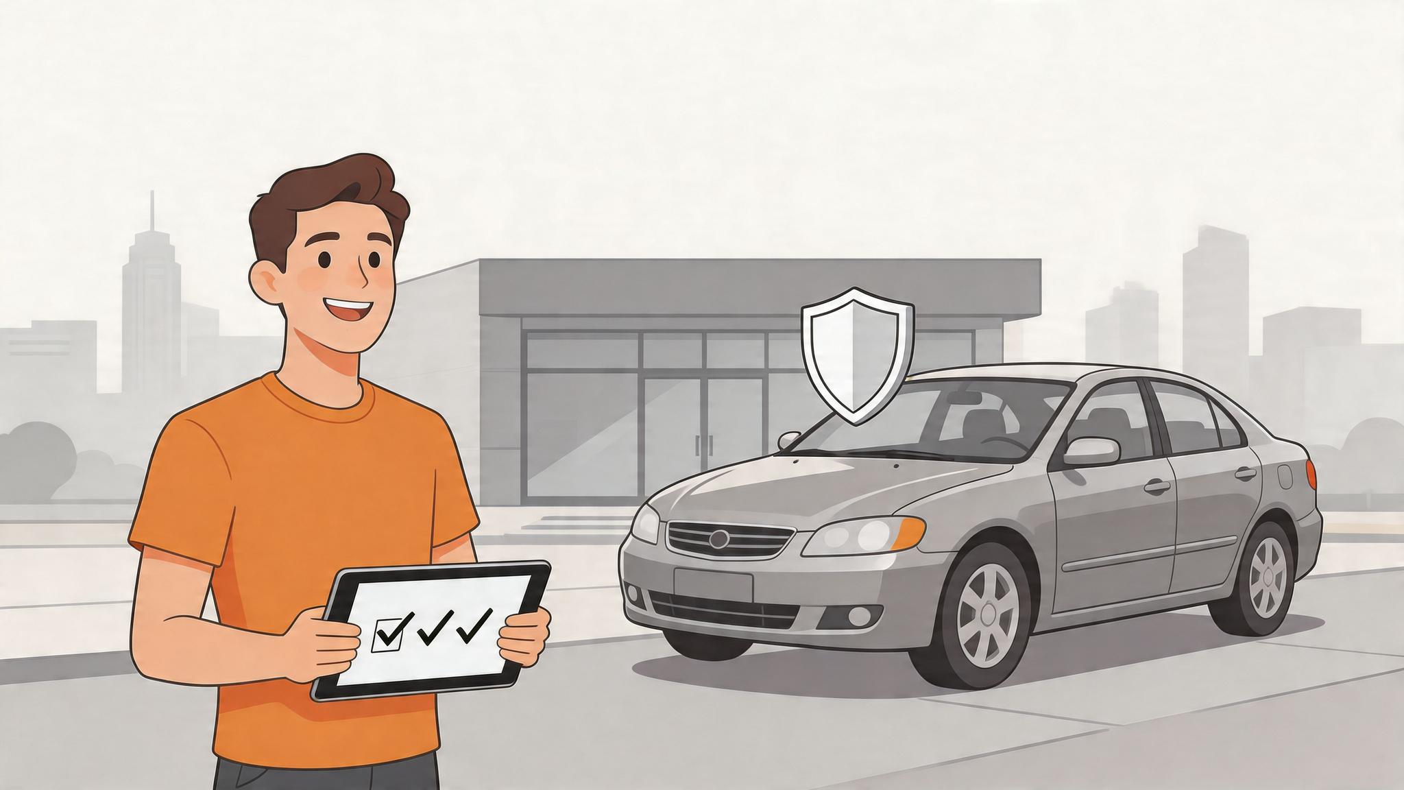 Agencia de carros seminuevos en Monterrey con inventario visible y asesor atendiendo a un cliente