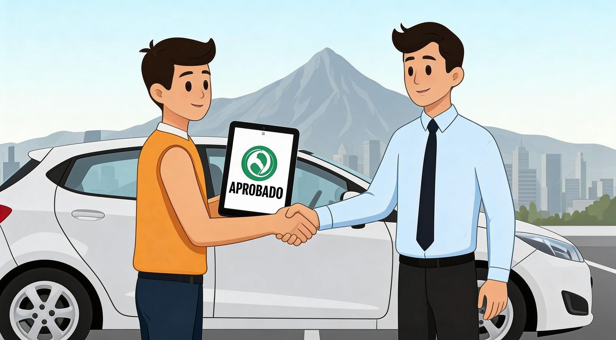 Persona revisando un auto seminuevo en una agencia de México