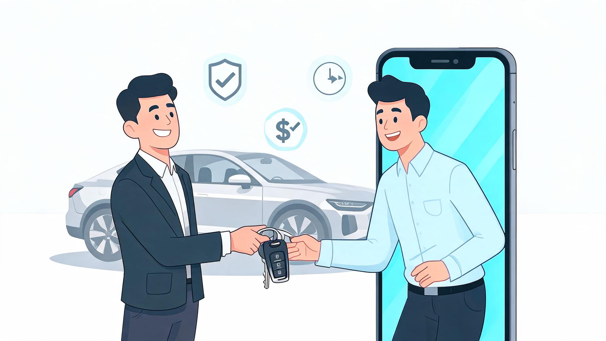 Persona entregando las llaves de su auto seminuevo en una venta segura con TREFA