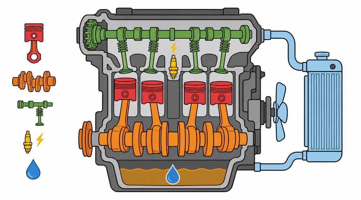 Partes principales de un motor a gasolina vistas desde el cofre de un auto seminuevo