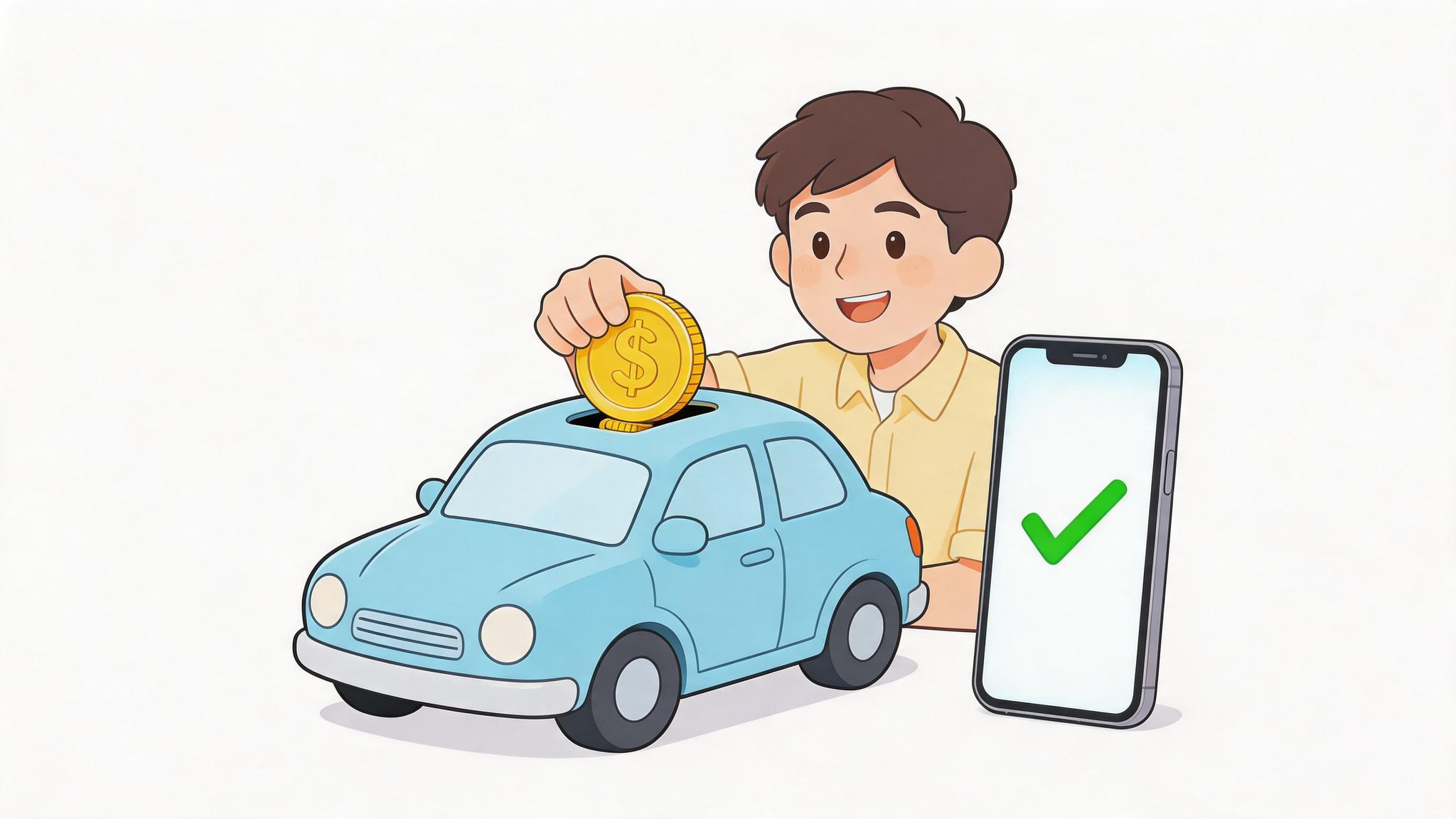 Persona calculando el enganche para comprar un auto seminuevo en México