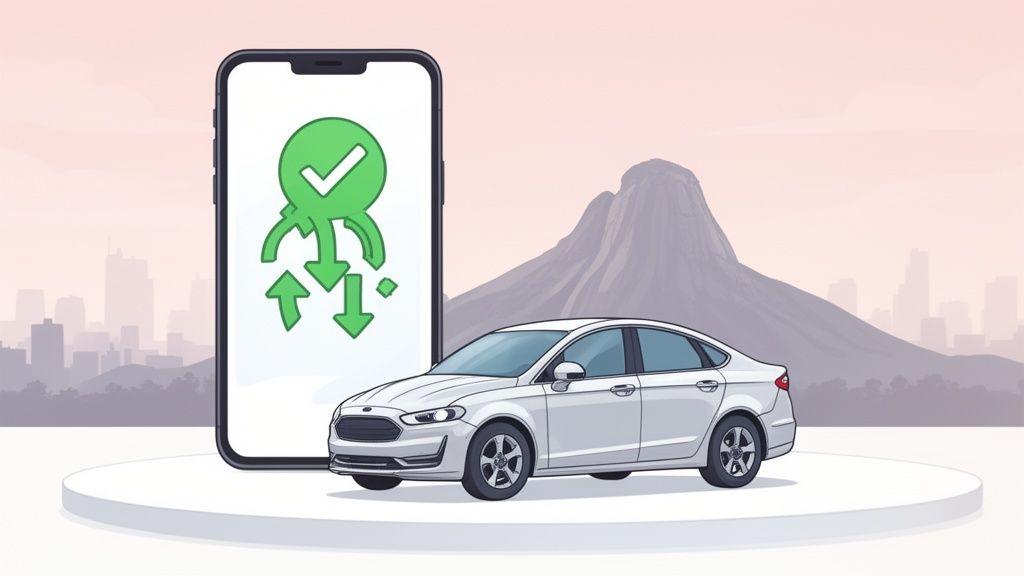 Persona firmando contrato de crédito para carro seminuevo en México