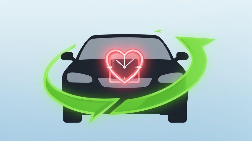 Batería de carro con indicador de carga en un taller automotriz en México