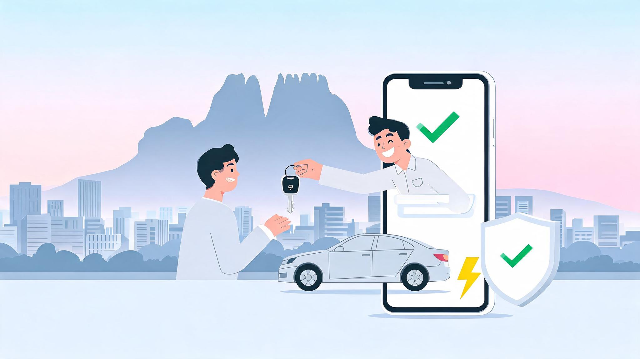 Persona revisando opciones de venta de autos seminuevos en Monterrey con asesor digital