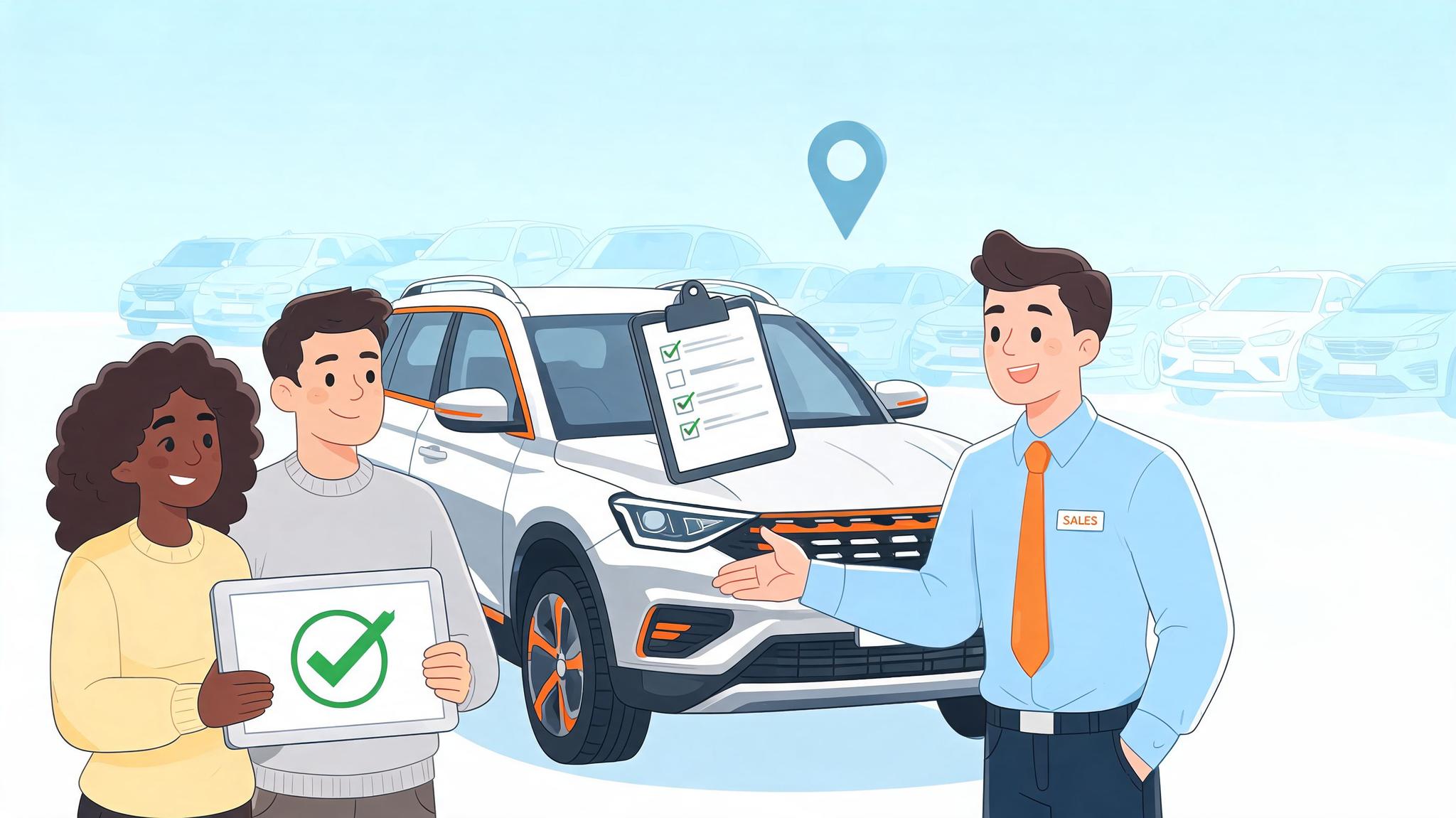 Lote de autos seminuevos en el norte de México con vehículos alineados listos para inspección