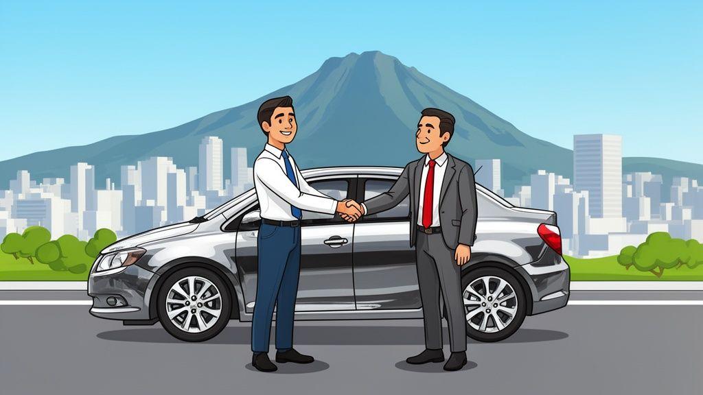 Persona entregando las llaves de un auto seminuevo en Monterrey, Nuevo León