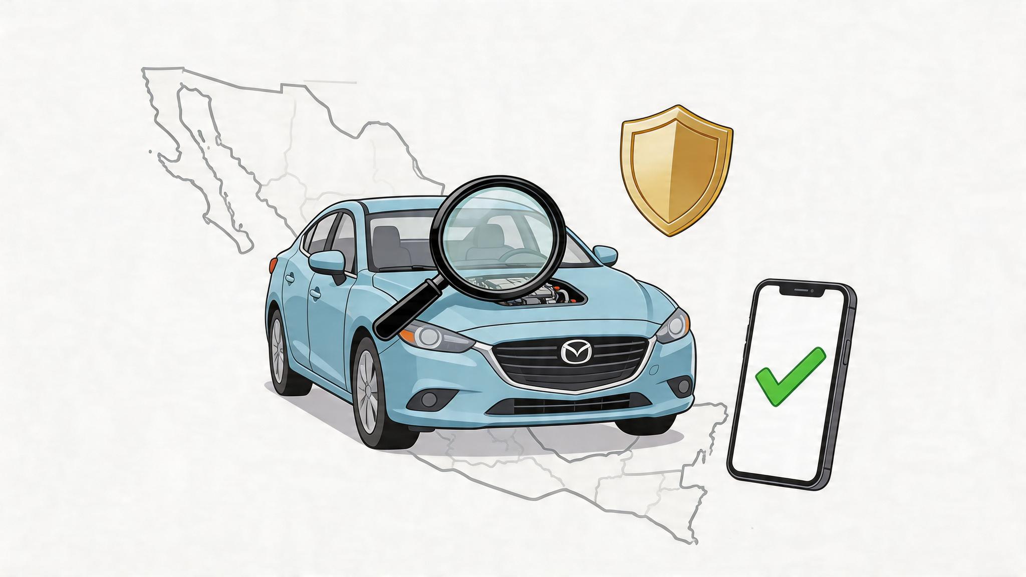 Mazda seminuevo en concesionaria del noreste de México listo para inspección