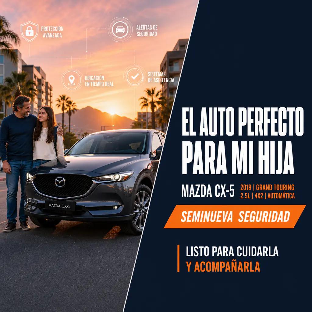 Padre e hija revisando un auto seminuevo en agencia de Monterrey